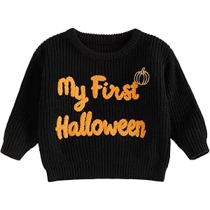 Baby My First Halloween Sweater, Toddler Knit Pullover Pumpkin Outfits | Knit Baby Halloween Pullover, Fuzzy My First Hallowe