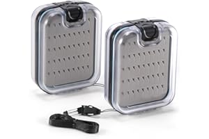 Dr.Fish 2 Pieces Fly Fishing Box, Flies Storage Case Waterproof Silicone Double Sided Clam Fishing Jig Boxes Crappie Panfish 