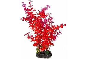Mipukbay Red Aquarium Plants - Artificial Plastic Fish Tank Decor, Realistic Ornament Safe for Fish & Shrimp, Low-Maintenance Aquascaping Plants for Freshwater/Saltwater Tank Landscaping