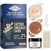 Tattoo Cover Up Makeup, 2 Colors Sweatproof & Waterproof Tattoo Cover Up Concealer, Suitable for Scars, Vitiligo, Spots, Invisible and Natural, Use Before Makeup