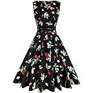 OWIN Women's Vintage 1950's Floral Spring Garden Rockabilly Swing Prom Party Cocktail Dress