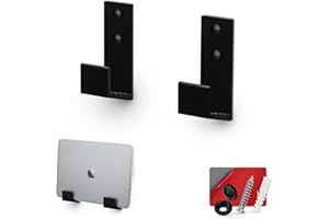 BRAINWAVZ 1.5" Cable Box Wall Mount Hanger Holder, for Routers, Laptops, Modem, Mesh WiFi, Apple TV, Network Switch & More, for Devices Upto 1.5" / 38mm Wide, Adhesive & Screw-in (Black)