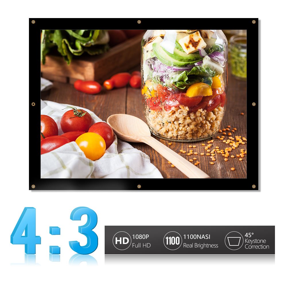 Écran Toile Rideau Projecteur HD Vidéo Projection Mat Blanc 16:9 / 4:3 ...