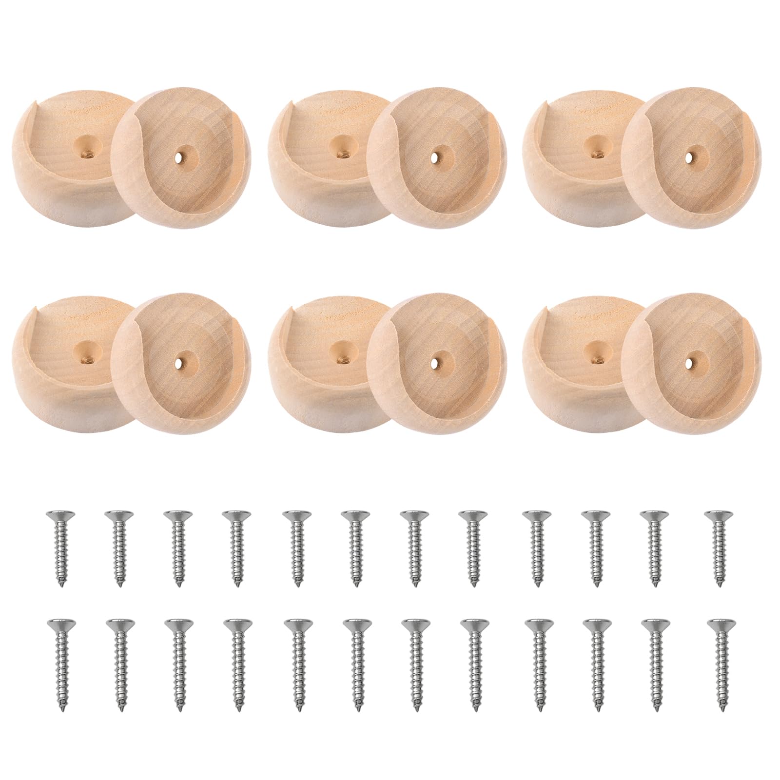 INCREWAY 12 PCS Wooden Closet Pole Sockets, Closet Pole Holder Closet Rod Holders, Wardrobe Bracket Socket for Wardrobe Hallway Bathroom Curtain Clothing Store