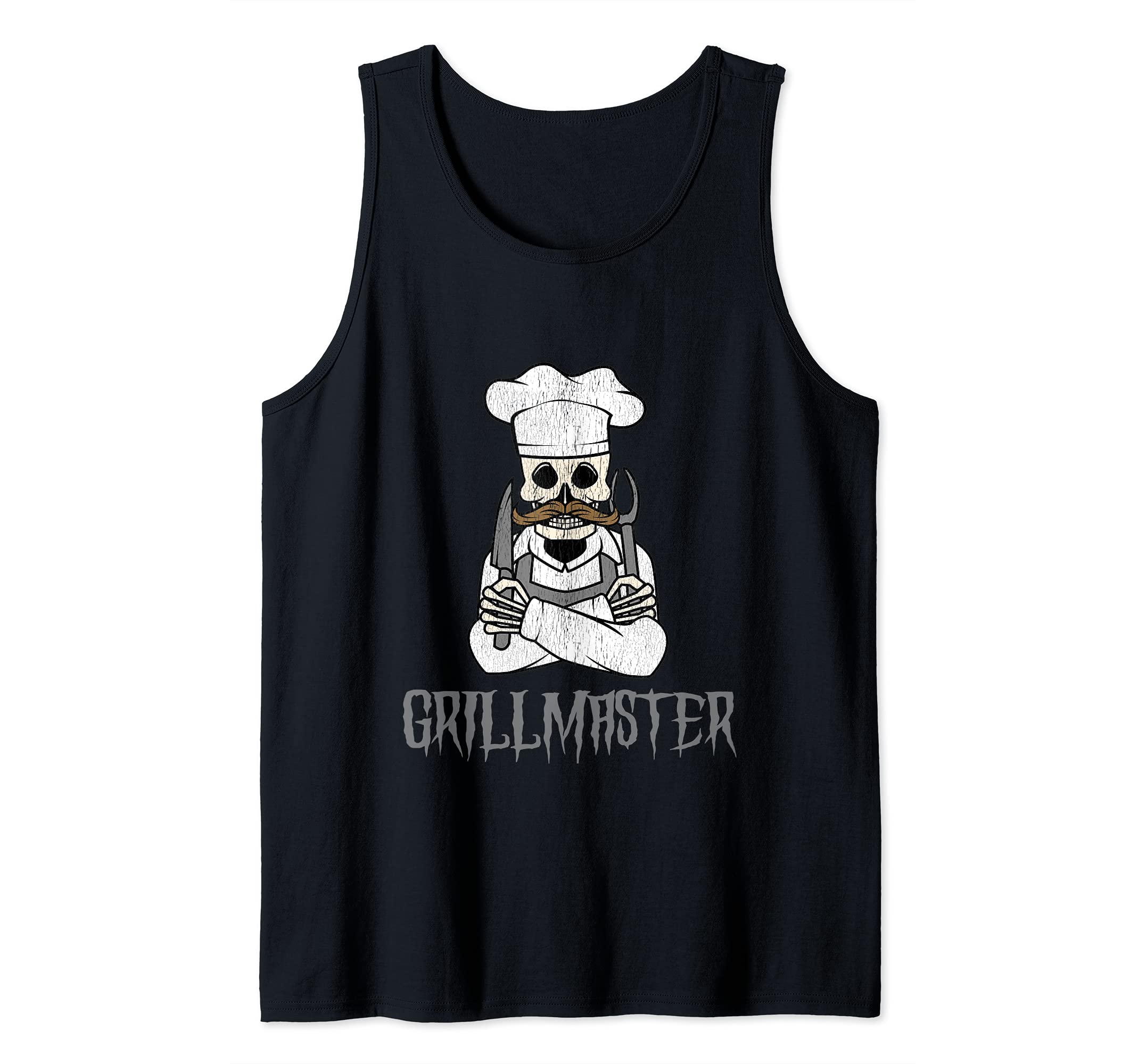 Grill Master Chef Skull Grillmaster Grilling Funny BBQ Tank Top — image 1