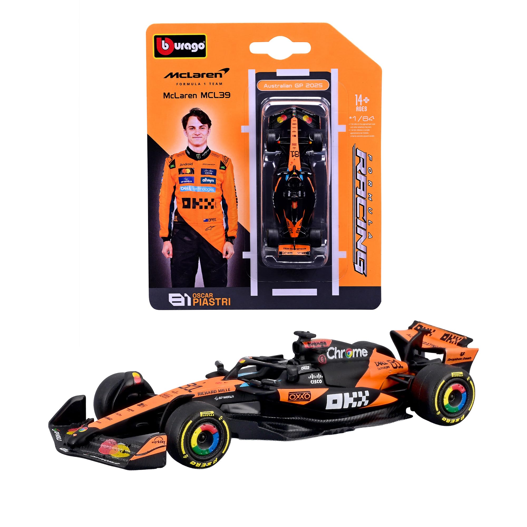 Bburago - F1 McLaren F1 MCL39 2025#81 Oscar Piastri, 1:64 Scale Diecast Car, Detailed Formula 1 Single-Seater Replica, Official McLaren Colours, Collectible Blister Pack, Recommended Age 14+ — image 1