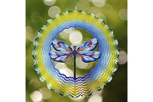 Eandisom Dragonfly Metal Wind Spinners - Hanging Dragonfly Wind Spinner for Outdoor & Indoor Decorations, Dragonfly Gifts for Women Mom Grandma Wife, 12 inch 3D Wind Spinner for Ornament Gifts
