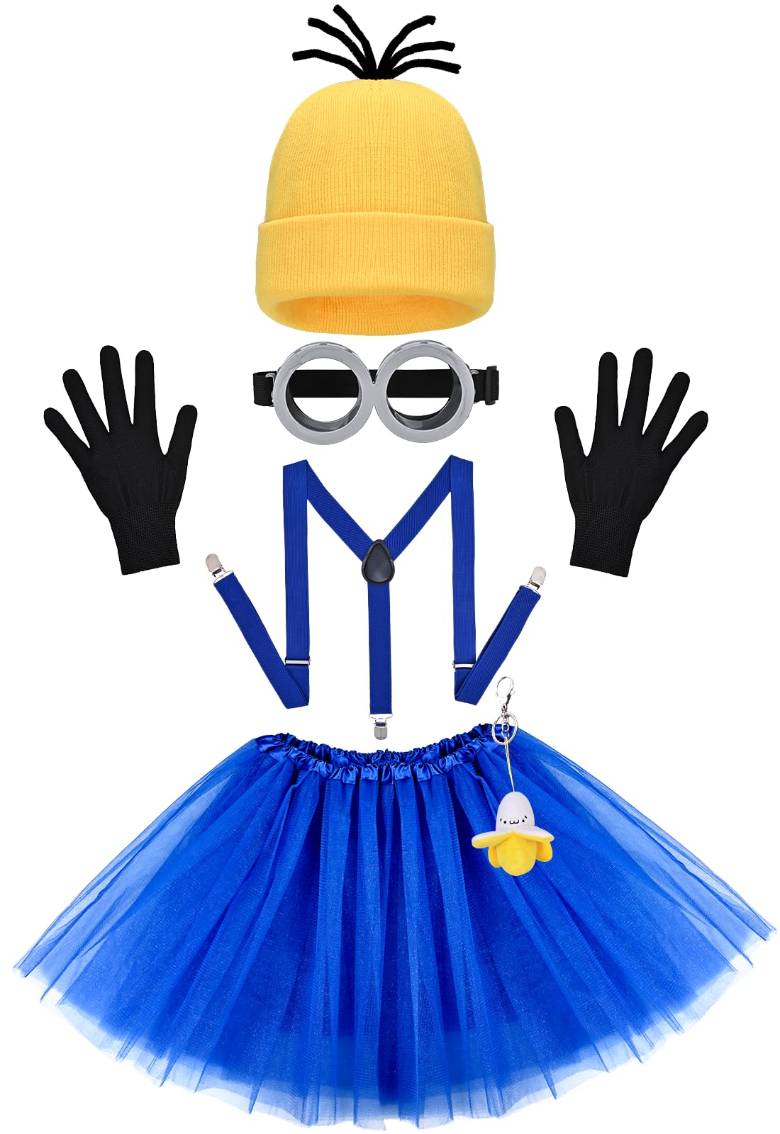 Photo 1 of ***MISSING PIECES*** ***READ CLERK NOTES*** 6 PCS Halloween Costumes for Women Adult, Plus Size Tutu Skirt/Banana Doll/Goggles/Beanie/Suspenders/Gloves, Funny Halloween Costume Set Disfraz Mujer Accessories for Cosplay Theme Birthday Party