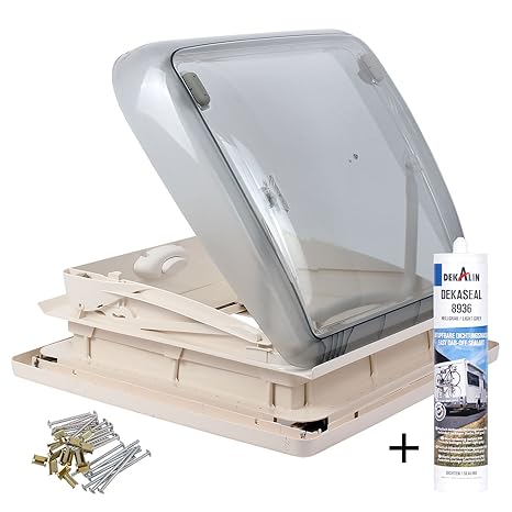 Dometic Mini Heki 40 x 40 Dachstärke 25-42 mm Zwangsbelüftung + Dekalin Dichmittel für Wohnwagen oder Wohnmobil