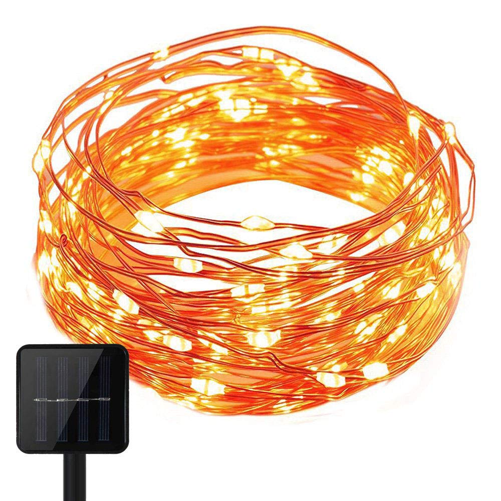 KEEDA Solar Copper Wire Lights,100LED 8 Mode 39.37ft/12m Waterproof Solar Fairy Starry Lights, Garden Outdoor Light Ambiance Lighting for Outside Christmas Tree Decoration (Warm White)