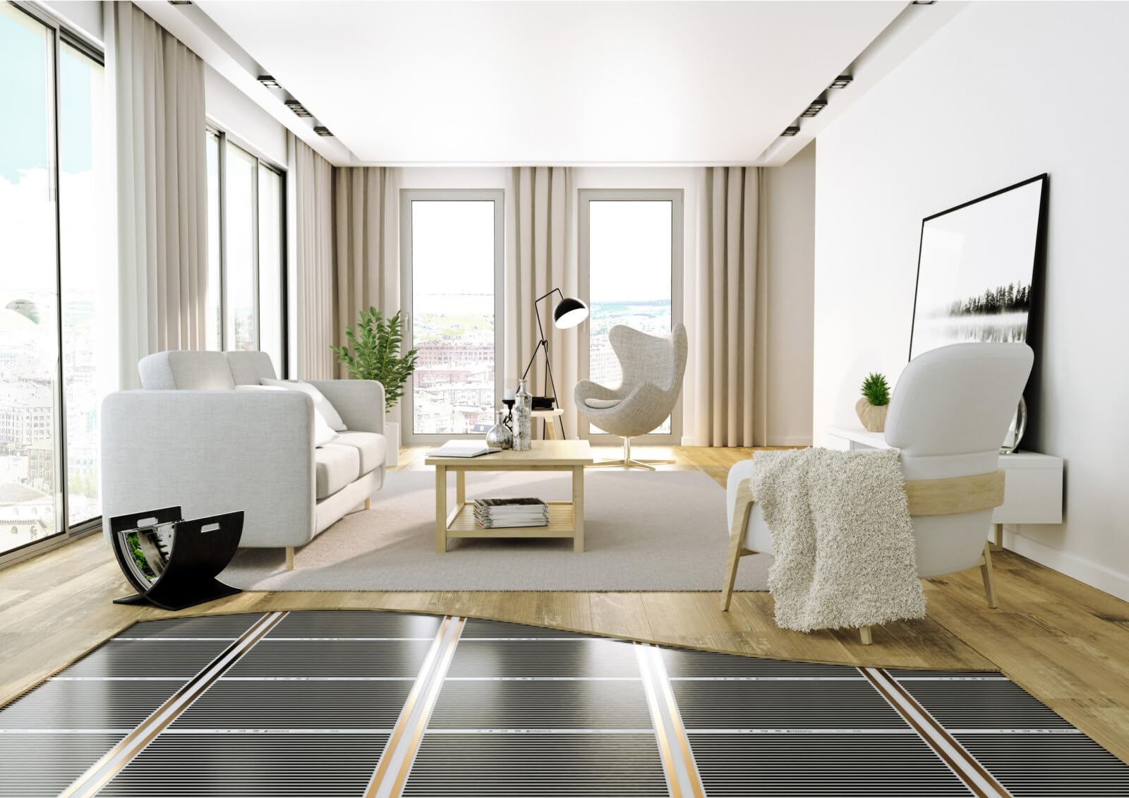 Termofol Elektrische Fußbodenheizung Heizfolie 230V - mit Thermostat H6 - Leistung 140 W/m2 - Oberfläche 12m² - Fussbodenheizung Elektrisch Komplettset fur Fußboden-, Wand- oder Deckenheizung 7