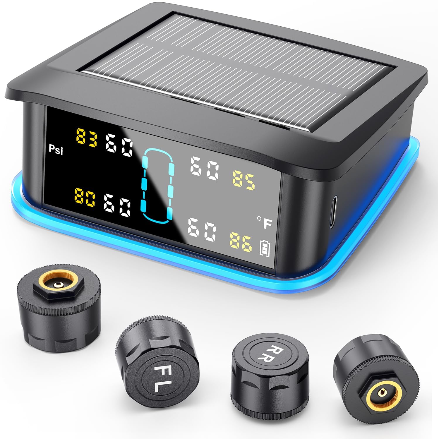 Photo 1 of ***PARTIAL SET / MISSING PIECES*** GEARGO Tire Pressure Monitoring System, Real-time Solar Wireless TPMS with 4 Tire Pressure Sensor, Digital LCD Display, Auto Security Alarm for RV SUV MPV Truck Sedan