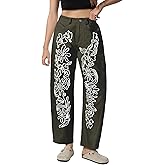 Kedera Embroidered Jeans for Women 2025 Baggy Boyfriend Jeans Barrel Leg Horseshoe Jeans Women Vintage Mid Rise Jeans