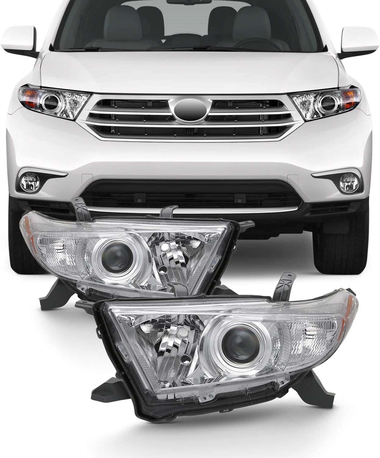 Amazon For 2011 2012 2013 Toyota Highlander Clear Headlight Left Right Pair Replacement 