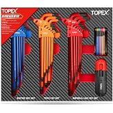 TOPEX 38-Piece Hex Key Allen Wrench Set Ball End Allen Key Set | T-Handle, Folding Hex Key, SAE(1/16"-3/8") Metric(1.5mm-10mm) TORX(T10-T50) for DIY Automotive Mechanic Home Use