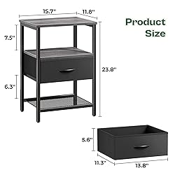 Huuger Night Stand with Fabric Drawer, Side Table