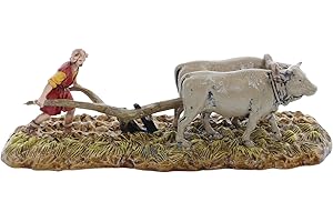 Moranduzzo Shepherd with Plow for Nativity Scene of 2.50 Inch Scale 1:32 - Unbreakable Nativity Figures - 18th Century Style, Hand-finished Painting, Official Product, Made in Italy, Sculptor M. Landi