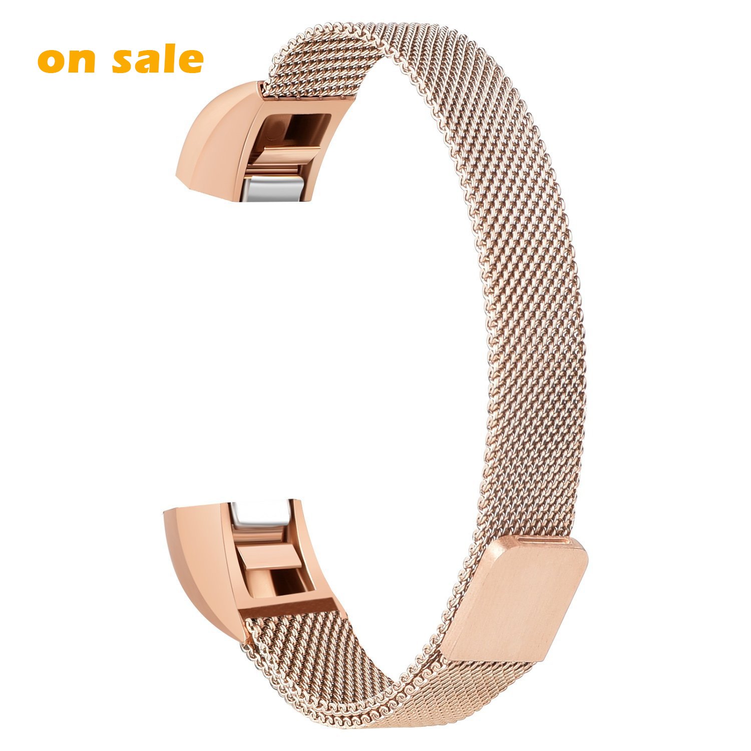 Fitbit Alta bands, MeanLove Milanese Stainless Steel Replacement Strap Bands for Fitbit Alta HR and Alta (Rose Gold, 5.5\