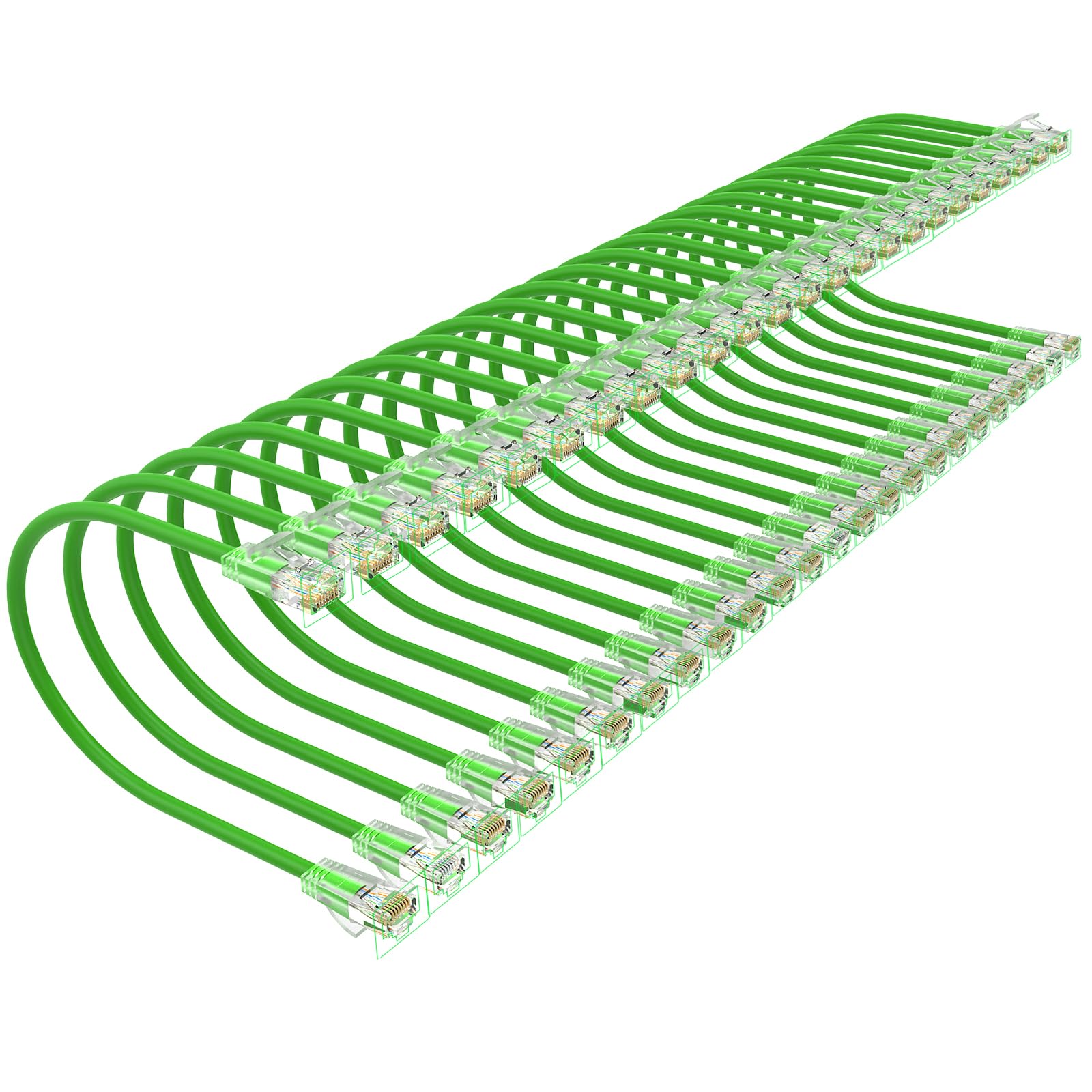 Photo 1 of ******* ONLY 17 ****** Xcftaud Cat 6 Patch Cables 0.5 feet (24Pack), Slim Cat6a Ethernet Patch Cable 10Gbps 550Mhz, UTP Pure Copper Patch Cables Cat6, Flexible Thin Cat6a Patch Cable for Network Devices Setup, Green