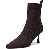 NEWBELLA COSY Women's Pointed Toe Ankle Boots - 3 Inch Kitten Heel Dressy Booties, Slip-On Winter Boots for Fall & Winter