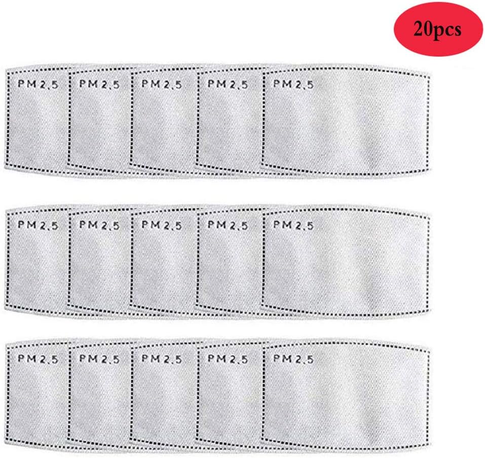 20Pcs Adult PM2.5 Activated Carbon Filter Face Mask Filters Breathing Insert Protective Mouth Mask Filter