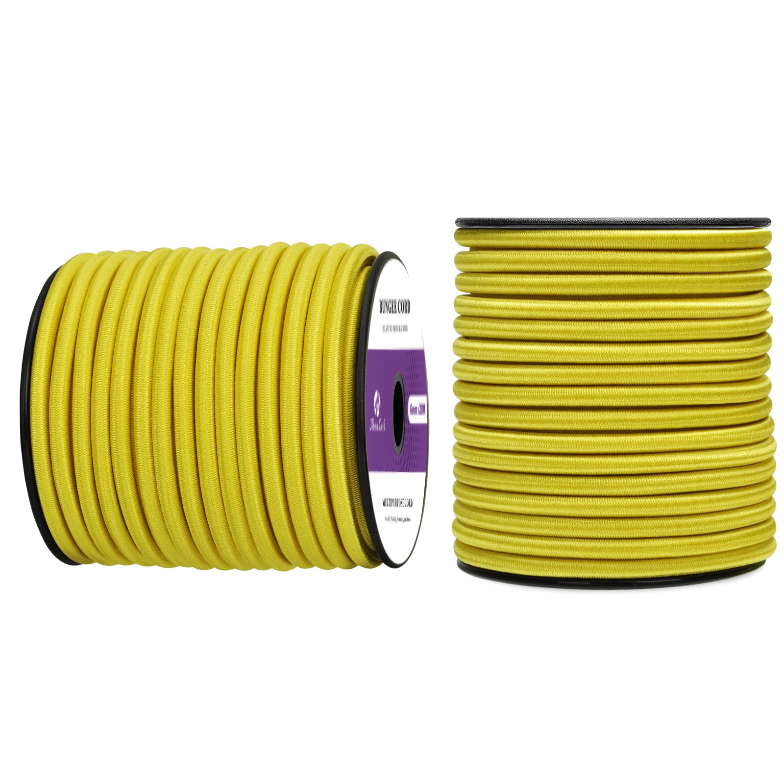 Abma Cord Bungee Cord 6mm 20M Elastic Shock Cord 100% Stretch Elastic Bungee Rope for Tarpaulin, Trailer, Backpack, Tent Pole, Kayak - Neon Yellow