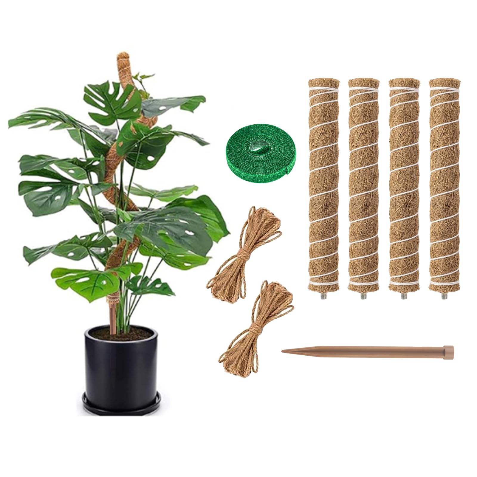 Moss Pole,4Pcs 25 Inches Moss Pole for Monstera,Moss Pole for Cheese Plant,Bendable Plant Stick Moss Stick,Plant Supports for Indoor Climbing Plants Growth