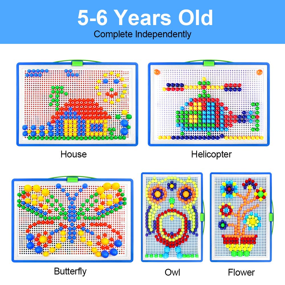 SENWOW 296Pcs Creative Mosaic DIY Puzzle Mushroom Nail The Composite Picture Peg Puzzle Game Intelligent 3D Games Educational Toys for Kids Children