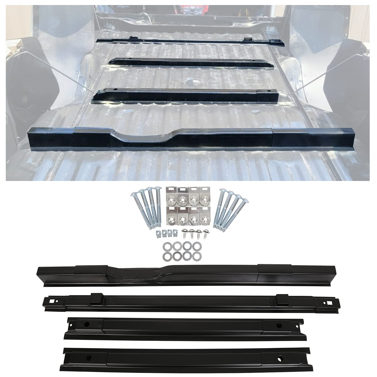 Photo 1 of ***DAMAGED -SELLING AS PARTS ONLY***ECOTRIC Short Bed Crossmember Kit Compatible with 1999-2018 Ford F-250 F-350 F-450 Super Duty 6.75 FT Bed Replacement for BC3Z9911215B F81Z9911215BA Bed Rails