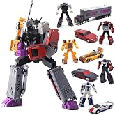 HAKIGO Deformation Combination Toy 5 in 1 Action Figure for Adults Kids | Transformable Robot Car, Truck with Trailer, 11.8 Inches after Combine