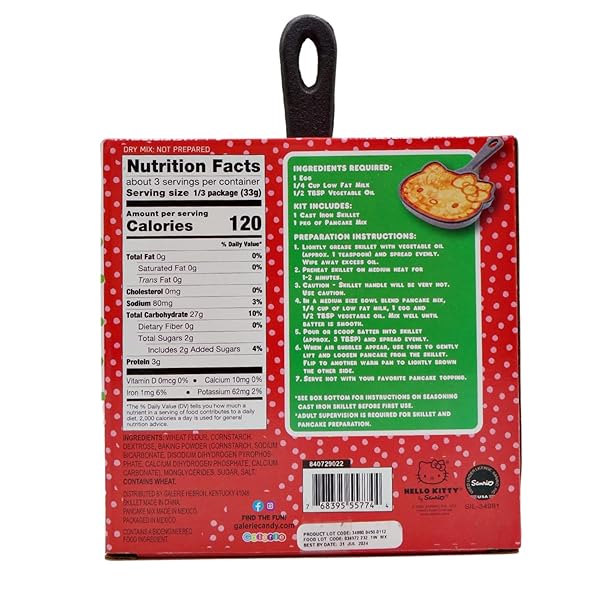GALERIE HELLO KITTY PANCAKE SKILLET WITH MIX, STOCKING STUFFERS CHRISTMAS GIFTS FOR KIDS, MINI MAKER MOLD, 3.52 OUNCES