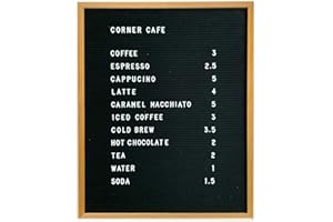 Extra Large Letter Board 24x30 by Majestick Goods | Black Felt Menu Board Giant Letter Board | Oak Frame Letterboard Menu for Restaurant w/Changeable Letters and Numbers Salon Price List Board (BN 2)