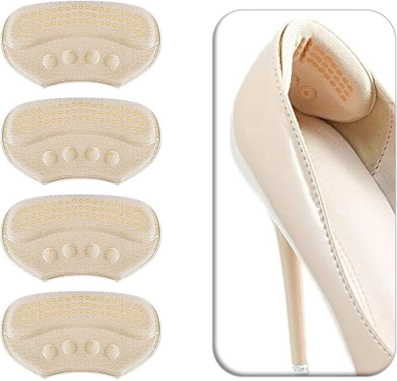 VivoFoot 4mm Heel Grips Anti-Slip Cushions for Shoes Beige 4 PCs