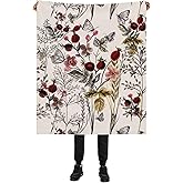 Wildflowers Floral Blanket, Botanical Floral Printed Soft Lightweight Throw Blanket for Sofa Couch Bed Room 50x60 inch