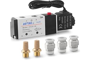 AIRVEXALON Solenoid Valve AC110V AirTAC 4V210-08 1/4"PT Outlet Wire Pneumatic Air 2 Position 5 Way Electric Single Coil Pilot-Operated