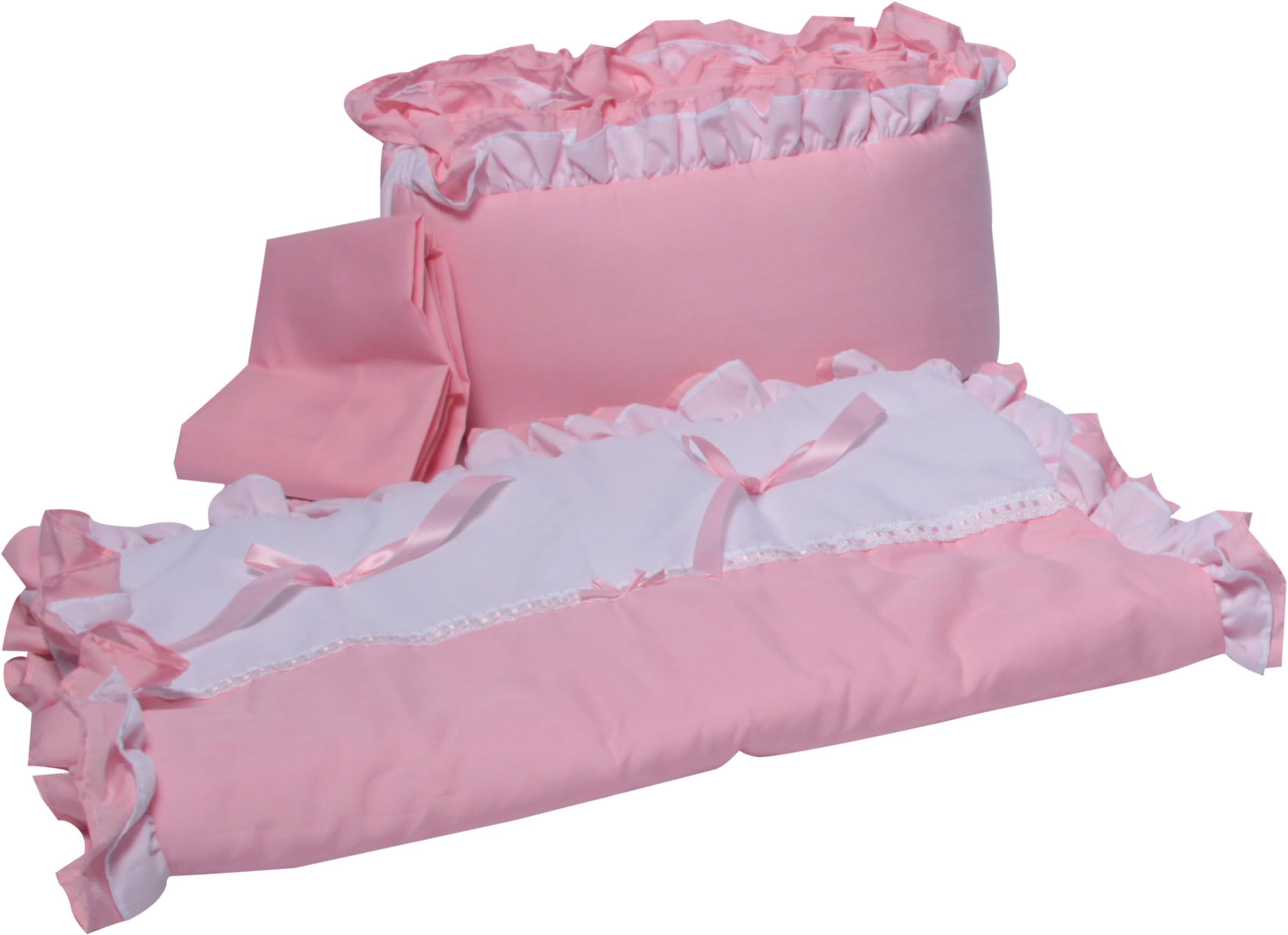 Babyoll Bedding Regal Neutral Mini Crib/Portable/Port-a-Crib Bedding Set for boy and Girly, Pink/White