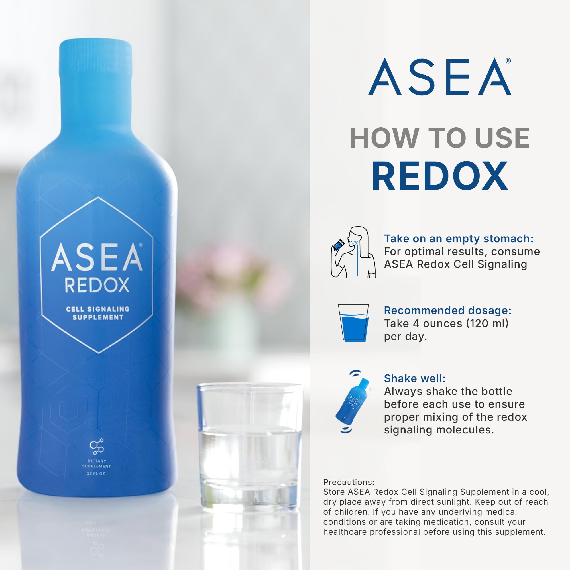 ASEA - Asea Redox - Redox Molecules for Cellular Health & Communication - Supports Immune, Brain, Heart & Hormonal Function - 4Pack