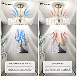 YPQXYHDA 20.7" Modern Crystal Ceiling Fan with