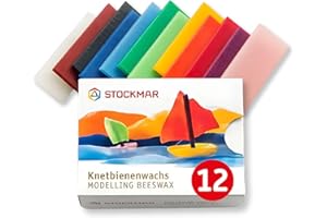 Stockmar Modelling Beeswax - 12 Beeswax Sheets of Assorted Colors - for Kids, Artists Looking for Waldorf Art Supplies, Non Toxic Beeswax, Non Drying Beeswax Modeling Wax for Homeschoolers