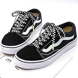 YJRVFINE Flat Checker Shoe Laces: 2 Pairs 45 Inch
