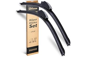 OEM Quality Windshield Wiper Blades, 22” and 22” DSV Standard Car Wiper Blades With Universal U/J Hook Only, Automotive Replacement Wiper Blades for my Car, Water Repellency Wiper Blade, Pack of 2