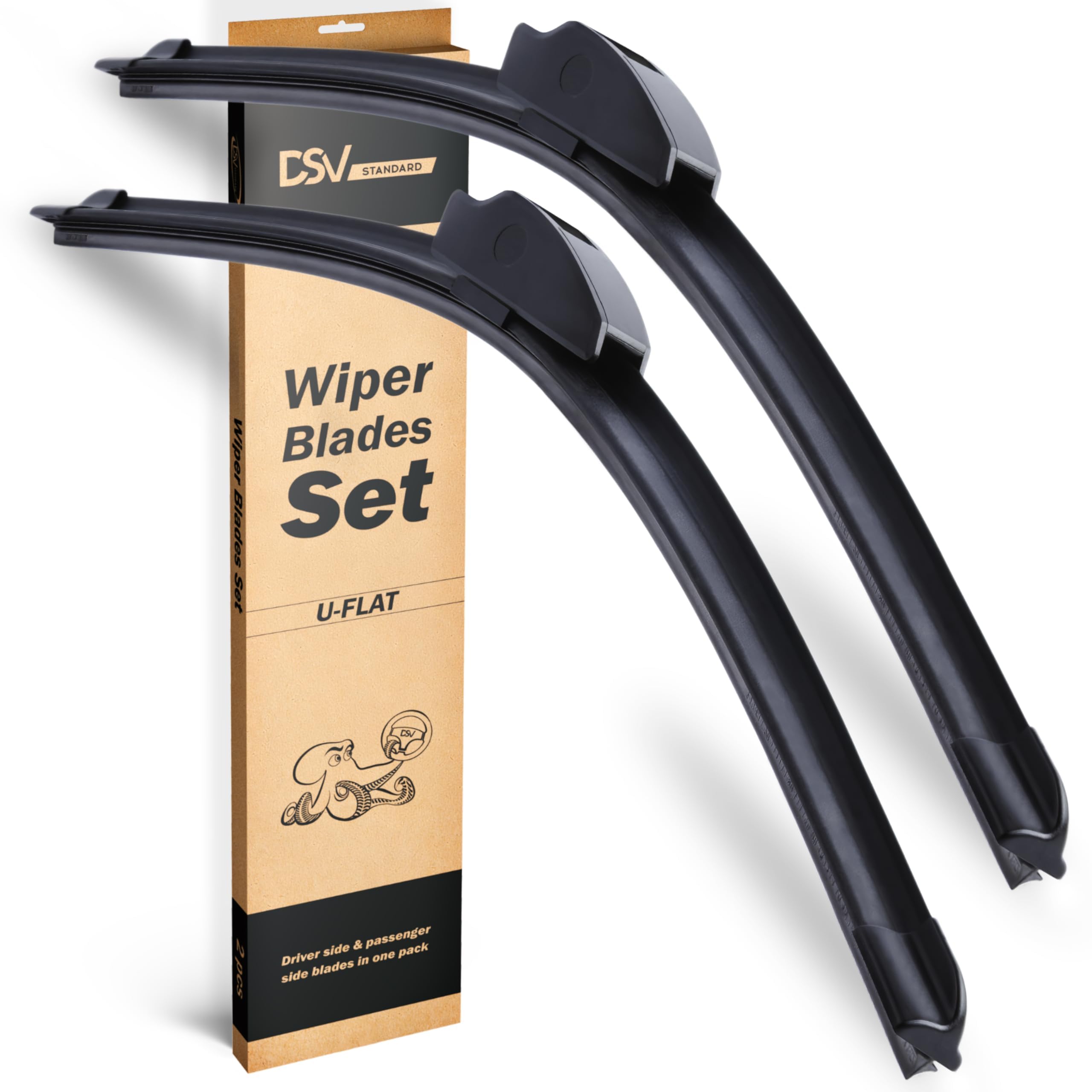 Photo 1 of OEM Quality Windshield Wiper Blades, 22” and 22” DSV Standard Car Wiper Blades With Universal U/J Hook Only, Automotive Replacement Wiper Blades for my Car, Water Repellency Wiper Blade, Pack of 2