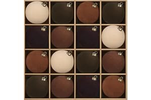 JORNOY 16-Pack Velvet Christmas Ornaments Ball, Large Flocked Ornaments for Christmas Tree - Shatterproof Decorative Hanging Baubles for Christmas Decor Party (Brown, 3.12Inch)