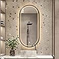 Amazon.com: Black Oval Bathroom Mirror With LED Light, Wall Mirror With Aluminium Frame ...