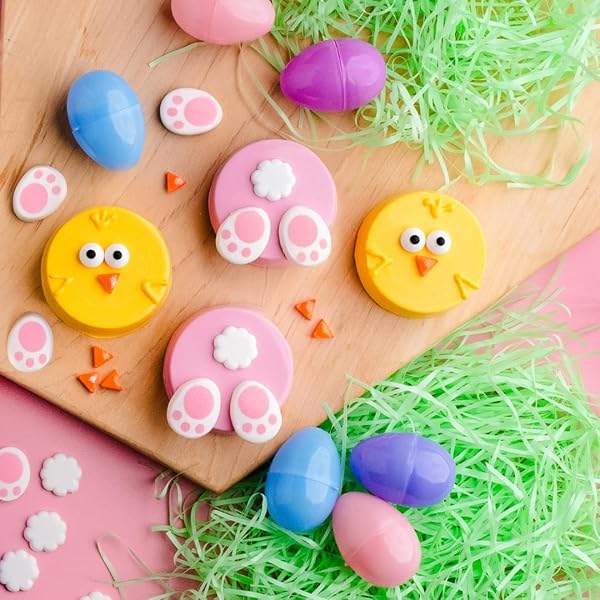 SWEETS INDEED EASTER SILICONE OREO MOLD WITH CANDY SPRINKLES AND SHAPES BUNNY TAILS EYES BEAKS DECORATES 12 COOKIES PERFECT FOR BAKING AND COOKIE DECOARTING 1.03 OUNCES (EASTER)
