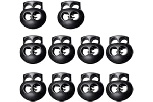 ACKLLR 10 Pack Double Hole Plastic Cord Locks, End Spring Oval Fastener Toggle Stopper Sliders for Drawstring Backpack Rucksack Craft Supplies, Black