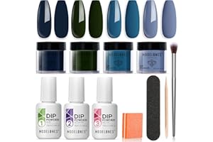 Modelones Dip Powder Nail Kit Starter, 4 Colors Nail Dip Powder Kit with Dip Powder Liquid Set Base Top Activator DIY Kit