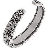 Viking Bracelet - Adjustable Pewter Norse Arm Ring - Scandinavian Nordic Mythology Strong Handmade Pagan Jewelry - Bracelet with Mythical Beast Head Bangle Ring Cuff for Men Women