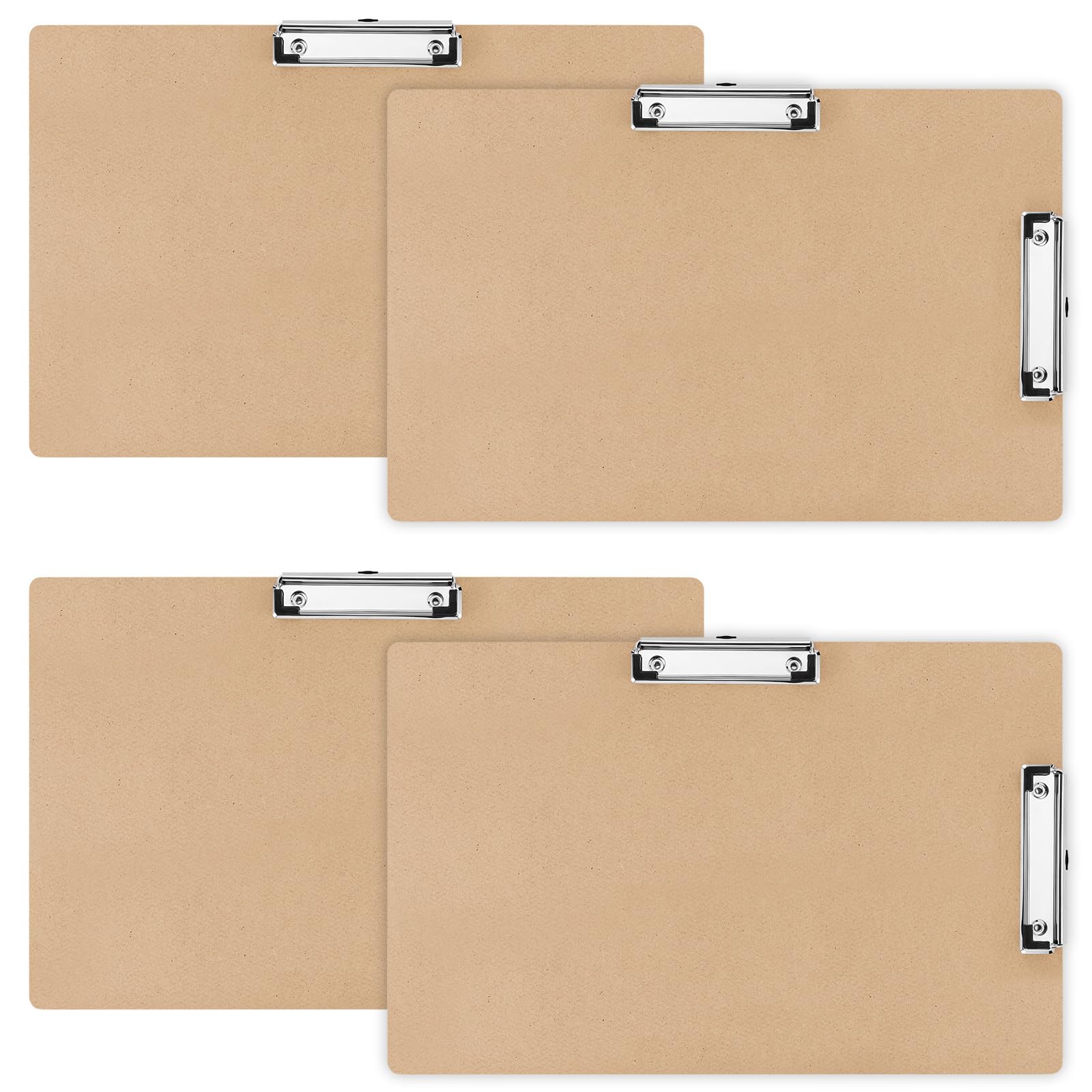 Photo 1 of Henoyso 4 Pcs 11x17 Clipboard Wooden Lap Board with Low Profile Clip Brown Double Landscape Clip Hardboard Drawing Board Landscape Horizontal Large Clipboard for Desk Paper Sketching Art Supplies