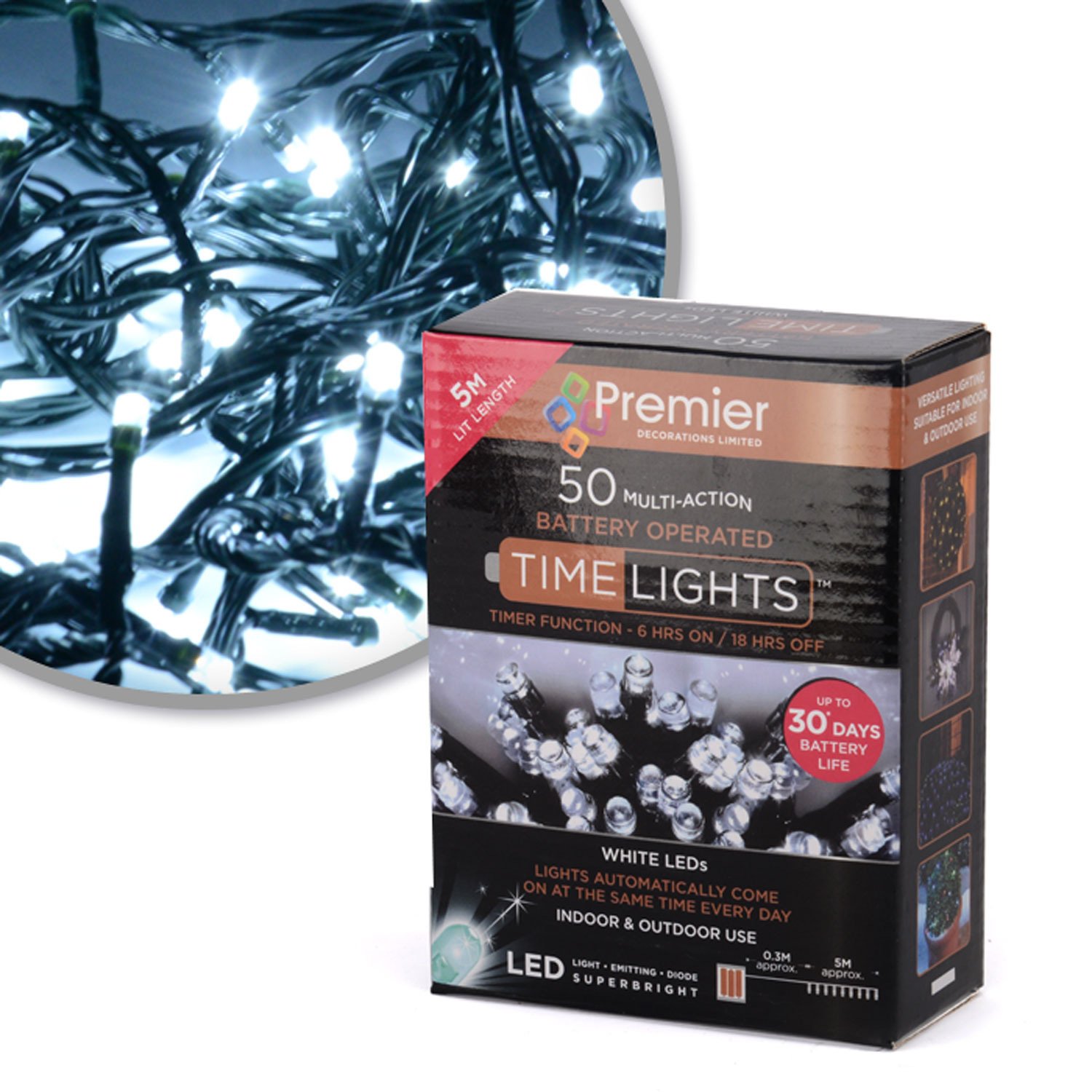 Premier Decorations – Lichterkette A LED für Innen und Außen, mit